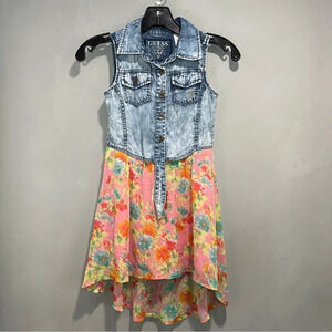 Girls Guess Denim With Flowy Bottom Dress Size S (7/8)